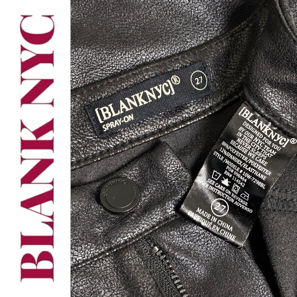 BLANK NYC Spray On Black Metallic Super Skinny Stretchy Ankle Pants, Size 27 - Picture 11 of 15